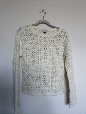 Universal Thread Cream Open-Knit Crewneck Sweater Size XS